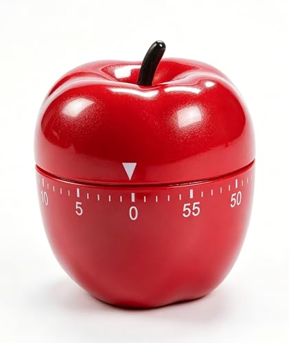 Image of Pomodoro Timer for Study, Pomodoro Timer, Study Timer, Red Apple Kitchen Timer with Alarm, Mechanical Study Timer for Cooking, Baking, and Time Management Tasks