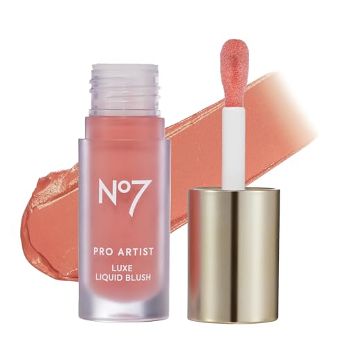 No7 Pro Artist Luxe Liquid Blush for Cheeks, Coral, 0.20 fl oz