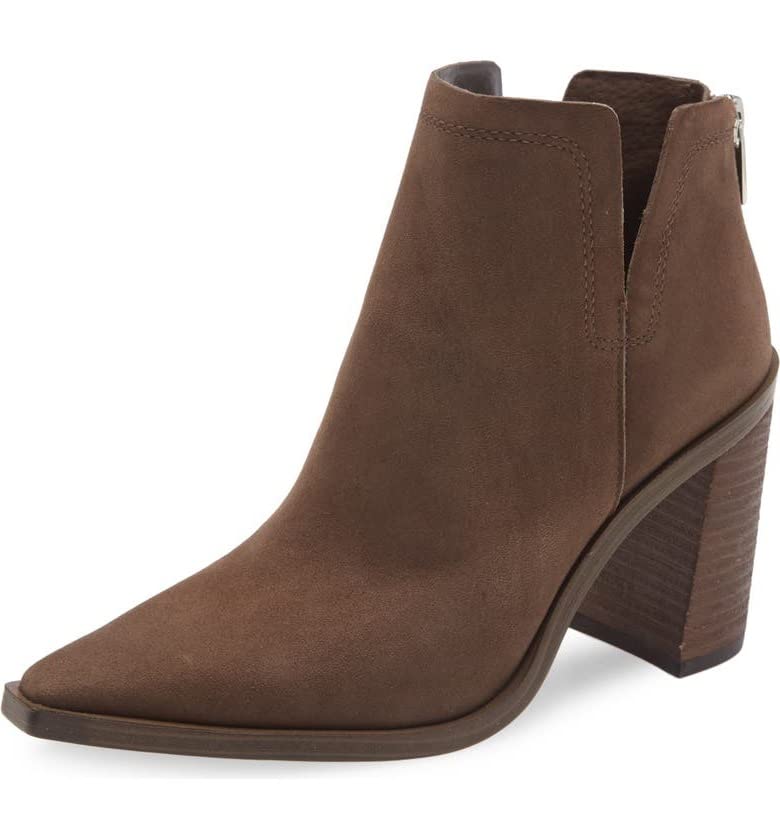 Vince Camuto Welland Black Zipper Closure Pointed Toe Blocked Heel Boots