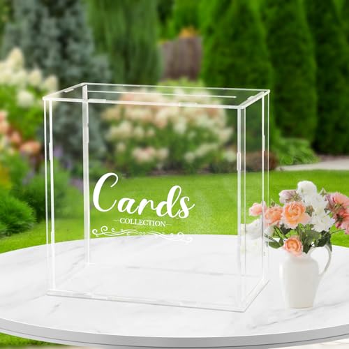 Caja de tarjetas de boda de acrílico transparente grande para recepción 2