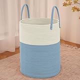 JMvicyroam Large Woven Laundry Basket Hamper,80L Cotton Rope Storage Bin for Blankets,Toys and...