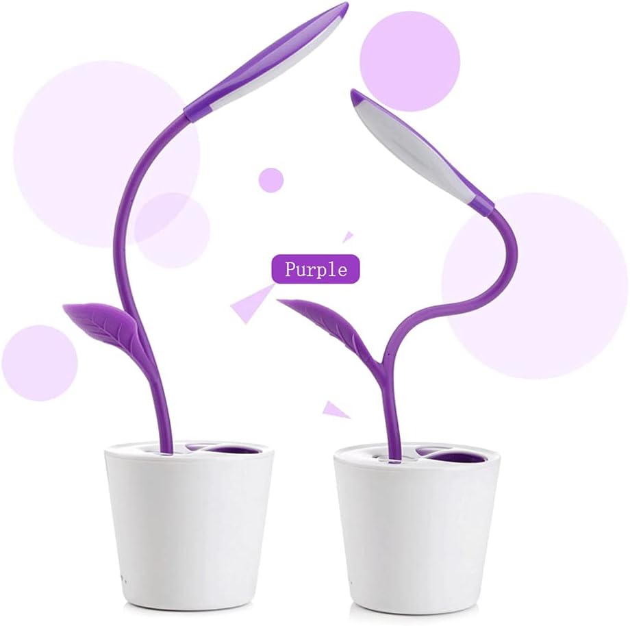 Table Lamp for Study Creativity Pen Holder Gift Led Desk Lamp Rechargeable USB StudentOfficeBedroomStudy Reading Light (Purple)