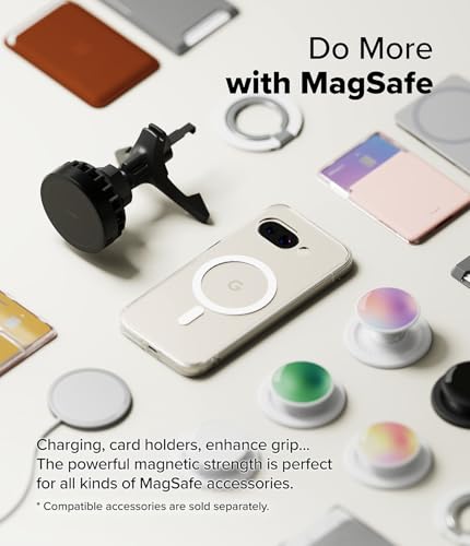 Image of Ringke Fusion Magnetic Compatible with Google Pixel 9a Case Cover [Strong Magnet] Transparent Hard Back Shockproof Soft TPU Bumer Pixel 9a Back Cover - Magnetic Clear