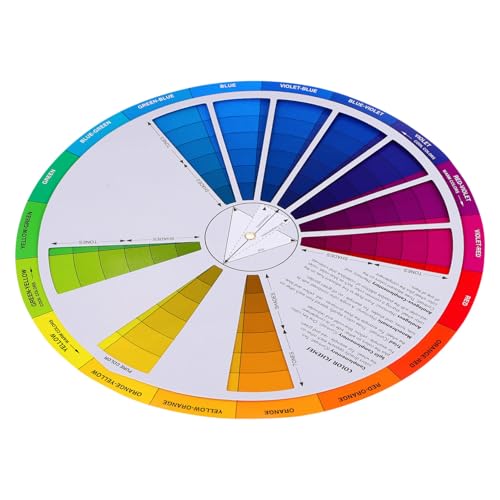 SHINEOFI Creative Color Wheel Paint Mixing Learning Guide Color Matching Color Wheel Board Chart Art Class Teaching Tool for Makeup Painting Drawing Color Learning Rotation Wheel