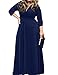 POSESHE Women's Solid V-Neck 3/4 Sleeve Plus Size Evening Party Maxi Dress