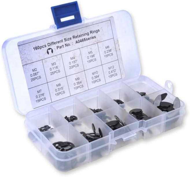 160PCS Circlip Set External/Internal Retaining E-type Cir Clip Lock Snap Retaining Ring Assortment Set Holes Shaft Collar Washer - (Color: 160pcs)