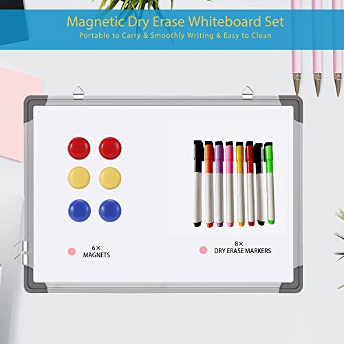 Dry Erase White Board 12" X 16" Hanging,8 Magnetic Markers ，6 Magnets,Portable Writing, Drawing & Planning Small Whiteboard Easy To Clean Wall Whiteboard For Office School, Kids, Home #TOP2