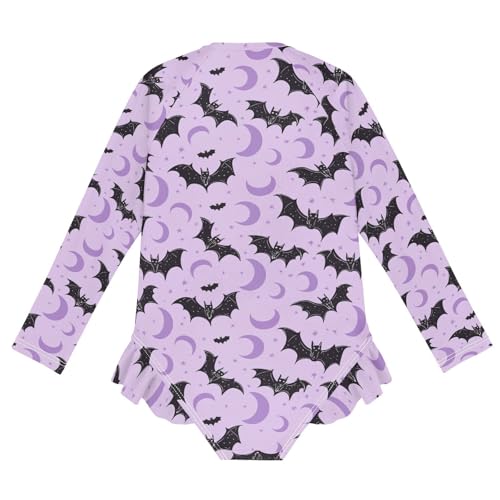 Girls Swimsuits Long Sleeve Bathing Suits Halloween Bat UPF 50+ Sun Protection Swimwear 3-12 Years2