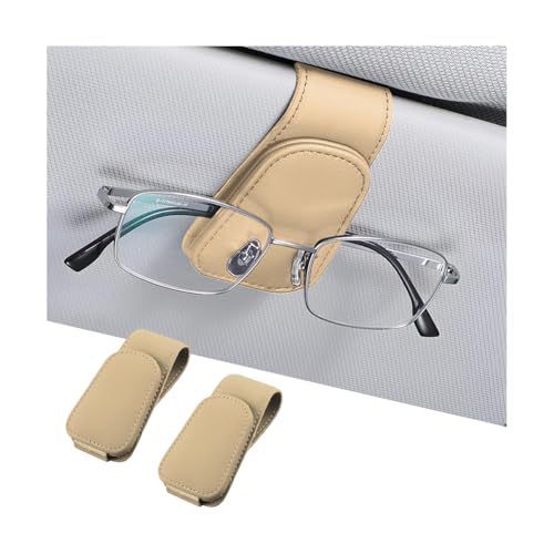 Image of AICEL Sunglasses Holders for Car Sun Visor, Leather Eyeglasses Hanger Mounter, Magnetic Glasses Holder and Ticket Card Clip, Auto Interior Accessories Universal for SUV Pickup Truck