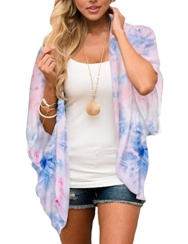 Chunoy Women Casual Summer Open Front Cover Up Tie Dye...