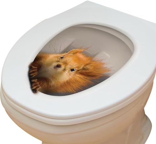 Jowxsx 3D Eichhörnchen Toilettensitz Aufkleber, Badezimmer WC Toilettendeckel