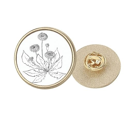 Broche ronde en métal doré pissenlit noir blanc idéale sur un blazer