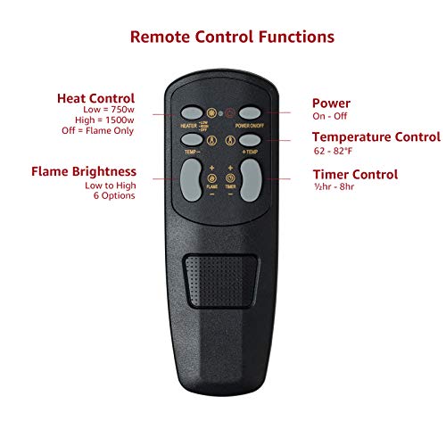 FLAME&SHADE 28 Inch Wide Electric Fireplace Insert, Portable Free-Standing Heater with Remote Control & Timer, 1500/750w - Thumbnail 4