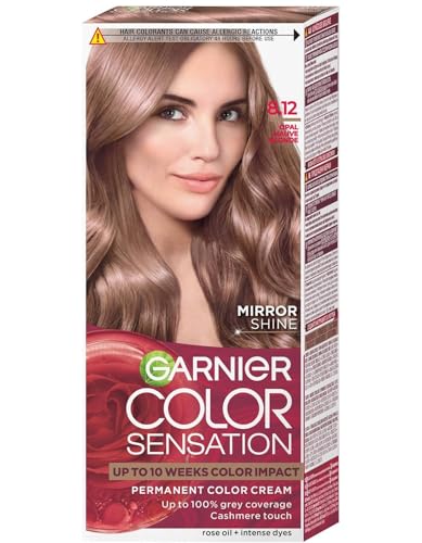 Garnier, Color Sensation Hair Dye 8.12 Opal Mauve Blonde Mirror Shine Intense, Long-Lasting Hair Dye, With An Effect Of Up To 10 Weeks, White hair coverage up to 100% - (Pack of 1)