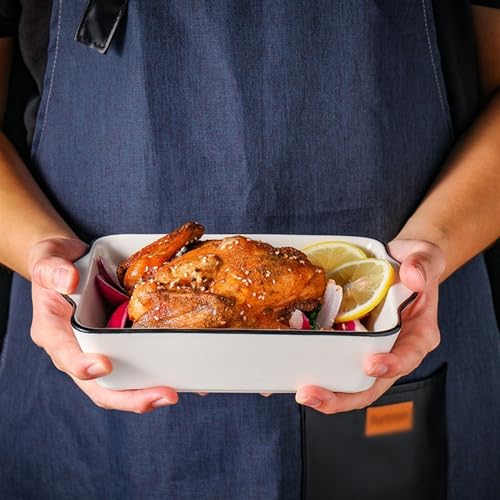 Bandeja de horno de cerámica rectangular con doble asa para lasaña 7