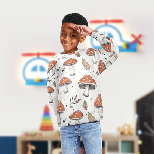 JUNZAN Autumn Mushrooms Retro Little Kids Pullover Hoodie Crewneck Hoodie for Boys Athletic 4T4