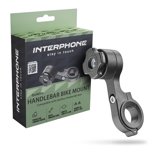 INTERPHONE QUIKLOX Porta Telefono Bici da Manubrio, Supporto cellulare bici da corsa e mountain bike compatibile con manubri da 22 mm a 31,8 mm, Porta smartphone per un aggancio e sgancio rapido