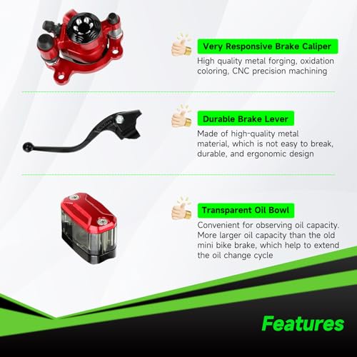 Image of Upgraded Mini Bike Hydraulic Disc Brake Kit Compatible with Baja DB30 Doodle Bug Blitz Dirt Bug Racer Minibike Predator 79cc 97cc 212cc 2.8hp Engine with Brake Caliper Pad Part Black