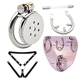 Stainless Steel Flat Plate Protective Cage for Sissy Men, Anti Escape and Slip, New Breathable with Belt and Tube Set -A16CCUS (40mm：A)