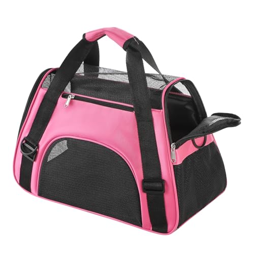 Hundetasche Netzgewebe Atmungsaktiv Katzentransportbox Faltbar Hundetragetasche Waschbar Matte Kleintiertasche Einstellbar Schultergurt Katzentasche Abnehmbar Transporttasche Hunde Katzen Welpen