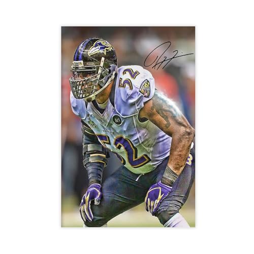 YANGGUANG Ray Lewis Poster Football Signed Canvas Bedroom Wall Decor
