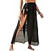 Produktbild Damen Sarong Pareo für Strandurlaub, Lange Strandkleid Sommer Bikini Cover Up Chiffon Badeanzug Wickelrock Strand Rock Frauen Mädchen Side Strappy Sarong Strandrock Strand Wear Cover (Schwarz)