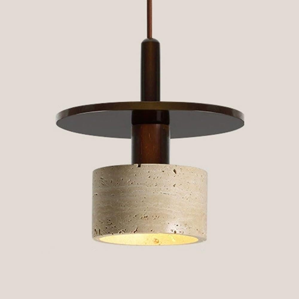 Lámpara de travertino amarillo con difusión de luz cálida ambiental