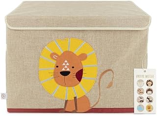 Bieco Pudełko do przechowywania z pokrywką | motyw lwa 65 l składane | ok. 36 x 36 x 51 cm | pudełko na zabawki z pokrywką | pudełko do przechowywania dla dzieci | pudełko do przechowywania | duże pudełko do