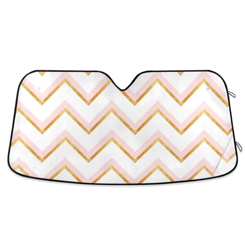 KLL - KLL Foldable Sun Shade for Heated Windscreen Cubre Floor Para Carro 140 x 70 cm, Peach and Gold (12)