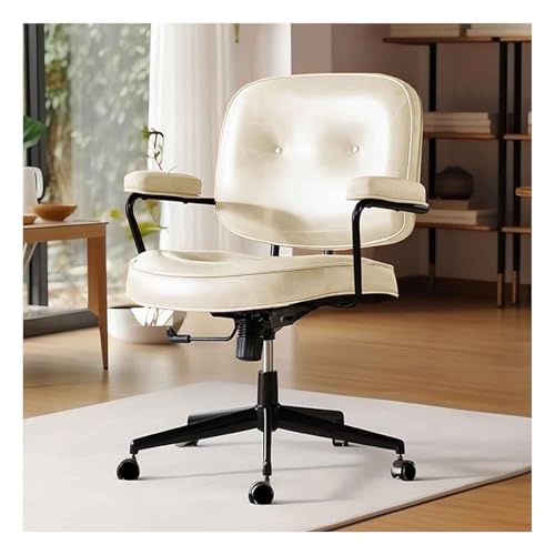 Chaise de bureau rembourrée en cuir et finitions soignées pour espace de direction