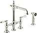 KOHLER 76519-4-SN K-76519-4-SN Artifacts Deck-Mount Bridge Kitchen Sink Faucet with Lever Handles and sidespray Vibrant Polished Nickel