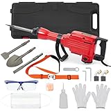 Electric Jack Hammer, 2200W Heavy-Duty Concrete Breaker Tool Kit With 4-Piece Chisels Bit Set