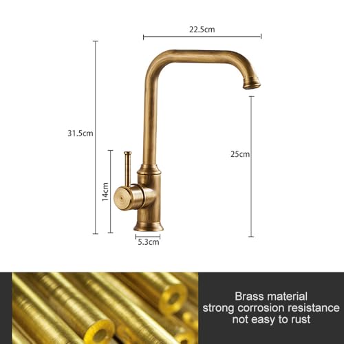 Robinet de cuisine haut de gamme or avec mitigeur pull-down et douchette à commande unique