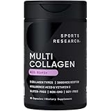 Sports Research® Biotin-Infused Collagen Peptides Complex with Hyaluronic Acid – 5 Multi Collagen Types for Hair, Skin & Joint Support* - Gluten Free · Non-GMO · 90 Capsules
