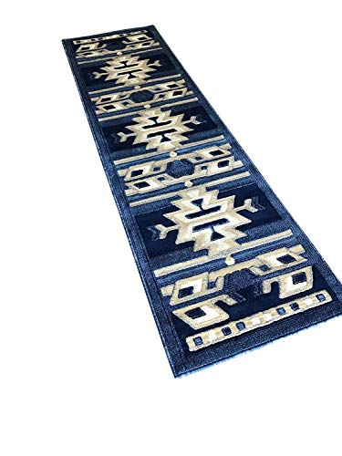 Southwest Native American Runner Area Rug Dark Blue Americana Design 113 (2 Feet X 7 Feet 3 Inch) #TOP2