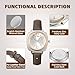Bumotse 34mm Women's Analog Waterproof Watch Leather Strap, Lightweight Quartz Dress Watch with Silver Dial, Easy-Read for Formal Party Office Everyday (Olive Green)