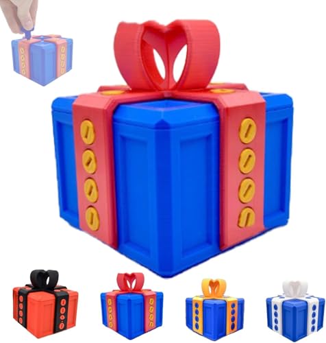 sofarefinish 3.14 Annoying Gift Box, The Annoying Present, Prank Box with Screw, 3D Printed Annoying Gift Box, 3D Printed Hilarious Money Card Container (Blue Box with Red)