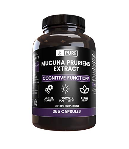Natural Mucuna Pruriens (365 Capsules) Gluten-Free & Non-GMO, Made in The USA (1000 mg Serving)