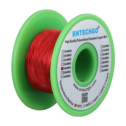 Image of BNTECHGO 26 AWG Magnet Wire 4 oz Red Enameled Copper Wire 0.0157 inch(0.40mm)
