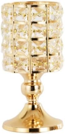 Vintage Candelabra Crafts Candlestick Ornaments Wedding Crystal Iron Candlestick Wedding Wedding Candlelight Dinner Props Candle Stand(Medium)