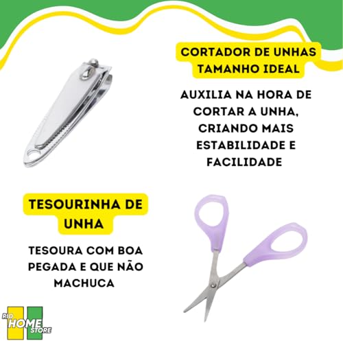 Conjunto De Manicure Completo Aço Masculino Feminino 5 Peças Viagem Pinça Tesoura Cortador Unha (Ros