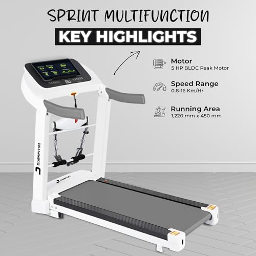 Image of Sprint Multifunction 5 HP Peak BLDC Motorized Treadmill |16 Km /Hr Max Speed | 140 kg User Weight | Home use