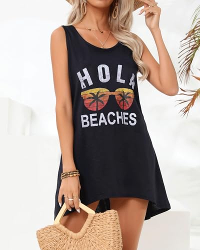 Image of elescat Womens Swimsuit Cover Up Summer Sleeveless T Shirt Beach Dress Tank Bikini Coverups 2026