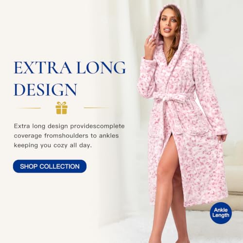 Image of RONGTAI Women's Plush Hooded Robe Bathrobe-Fast Warmth for Home