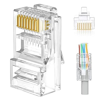Cat6 / Cat5e RJ45 Pass Through Connector Bundle with Crimping Tool