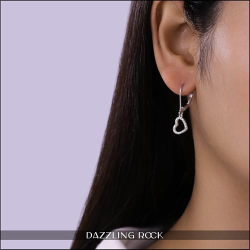 Dazzlingrock Collection 0.05 ctw Round White Diamond Hollow Heart Lever Back Dangle Earrings for Women in 925 Sterling Silver2