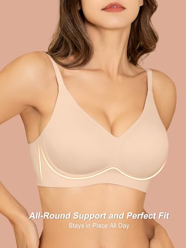 Jelly Bras for Women - S-2XL Wireless Seamless Padded Bralette with Support, No Underwire Comfortable T-Shirt Bra2