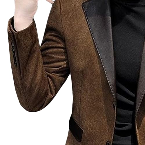 Men's Single Breasted Slim Fit Blazer Vintage Business Casual Suit Jacket Daily Office Classic Sport Coat3