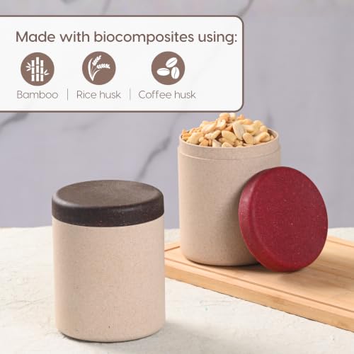 Image of Eha Earth Friendly Canister Set of 4 Made with Rice Husk| Kitchen Jar 400ml | Storage and Containers | Air tight containers for kitchen storage | Multidark