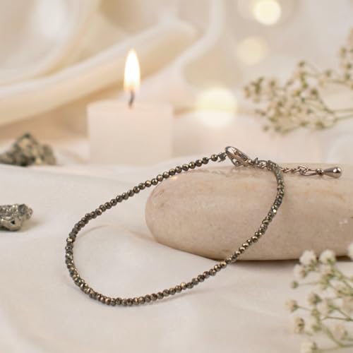 Image of Astrotalk Raw Pyrite Anklet | Stone of Money, Protection & Power | Natural Pyrite Anklet for Women | Healing Crystal Jewellery for Women | Gift for Woman & Girlfriend